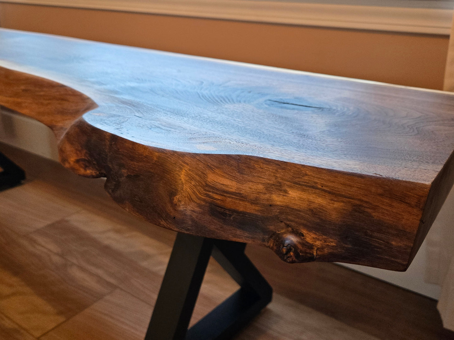 Live edge walnut bench seat