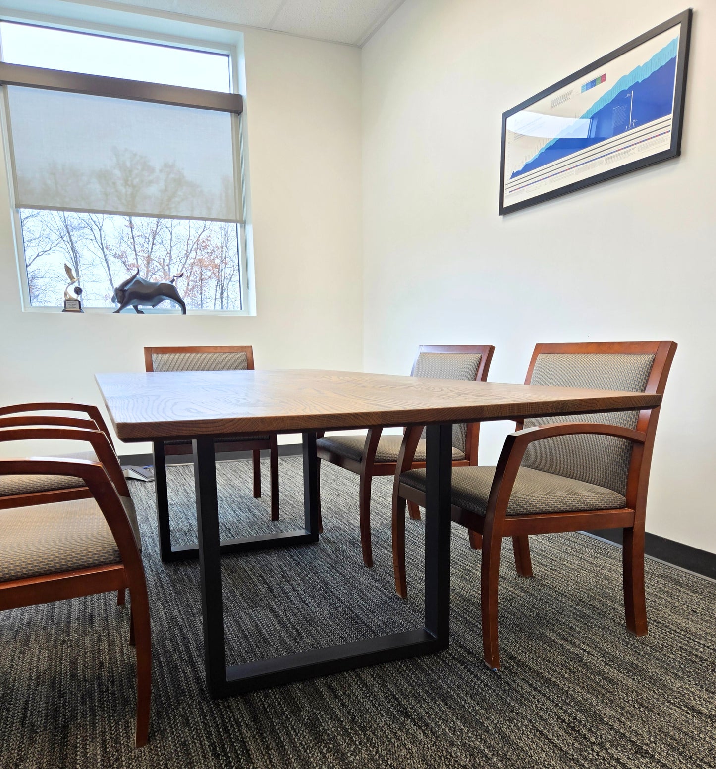 Espresso stained red oak conference room table for financial advisor