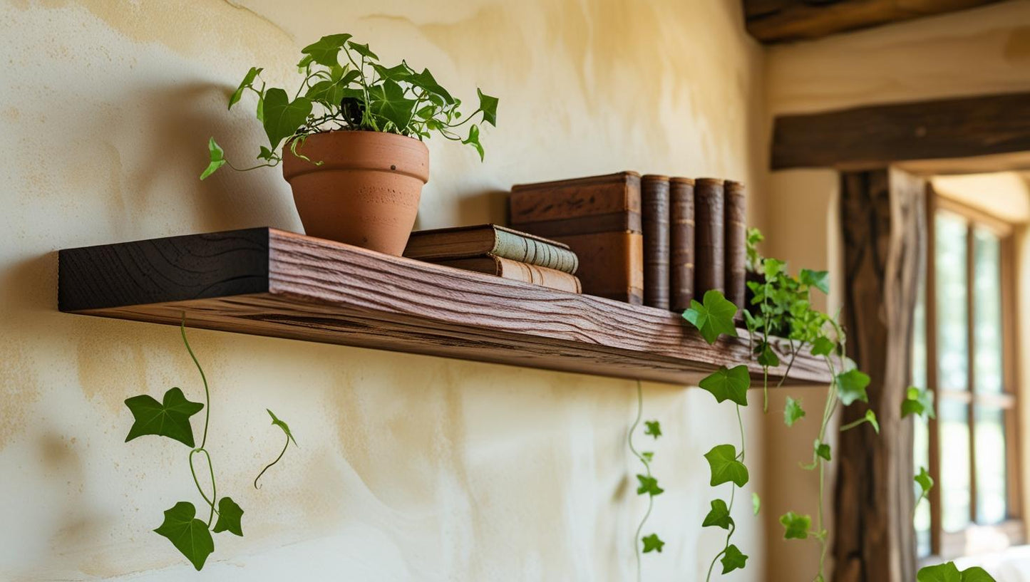 Rustic walnut floating shelf
