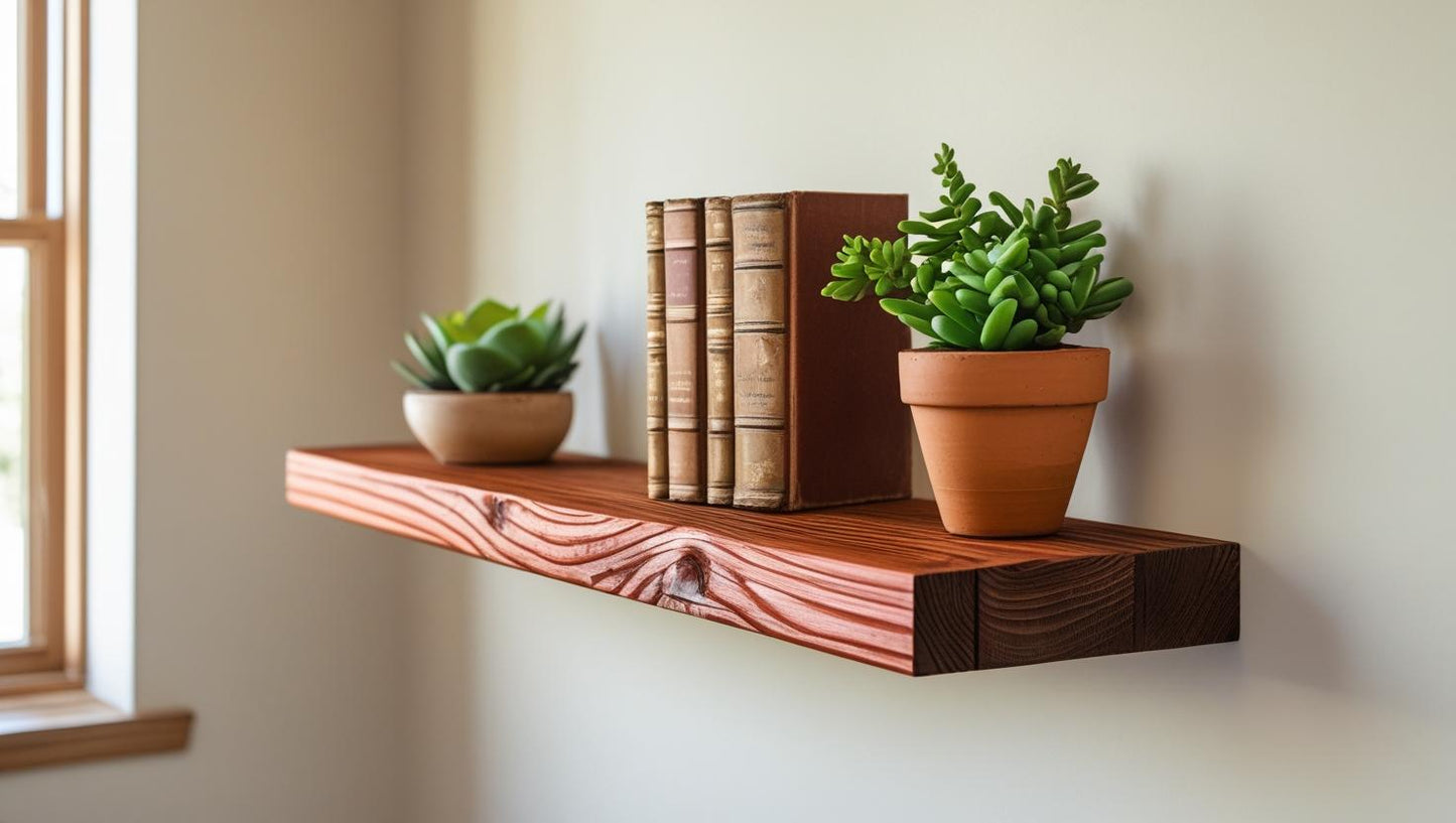 Rustic cherry floating shelf