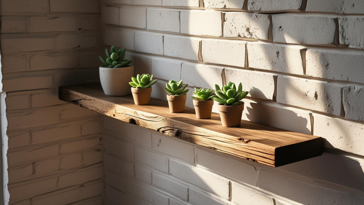 Rustic oak floating shelves