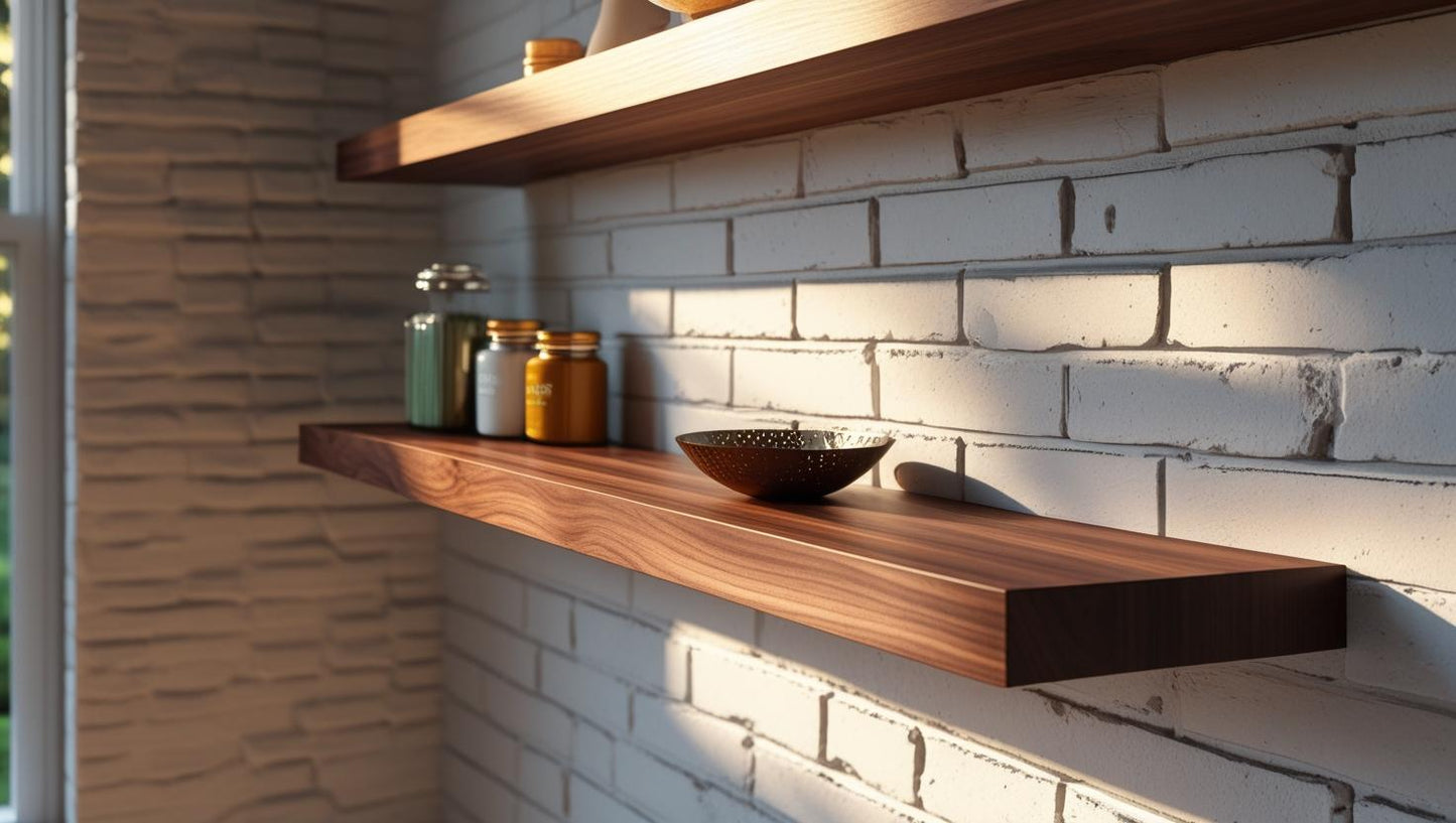 Modern walnut floating shelf