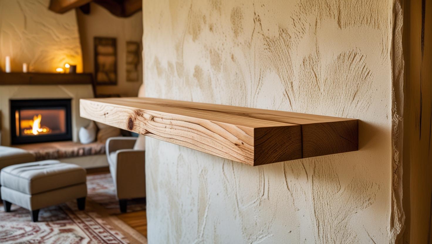 Rustic ash floating shelf