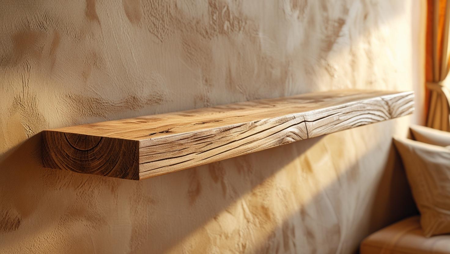 Rustic ash floating shelf