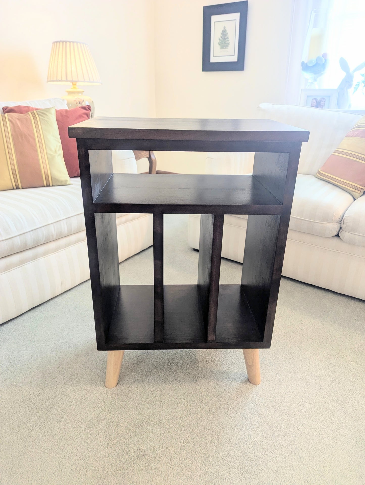 Modern Cherry Hardwood Vinyl Record Storage Table