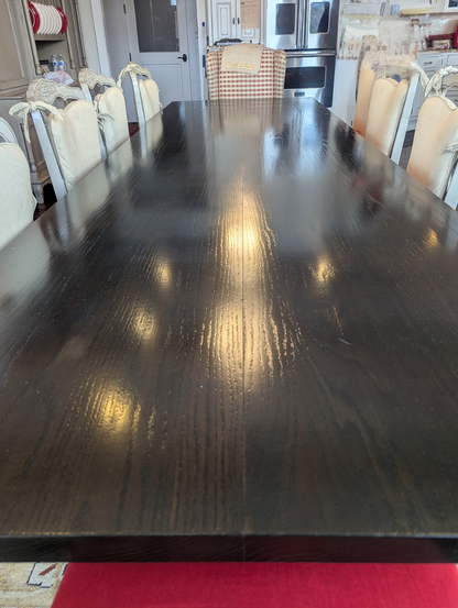 Modern Stained Red Oak Dining Table Seats 12 People