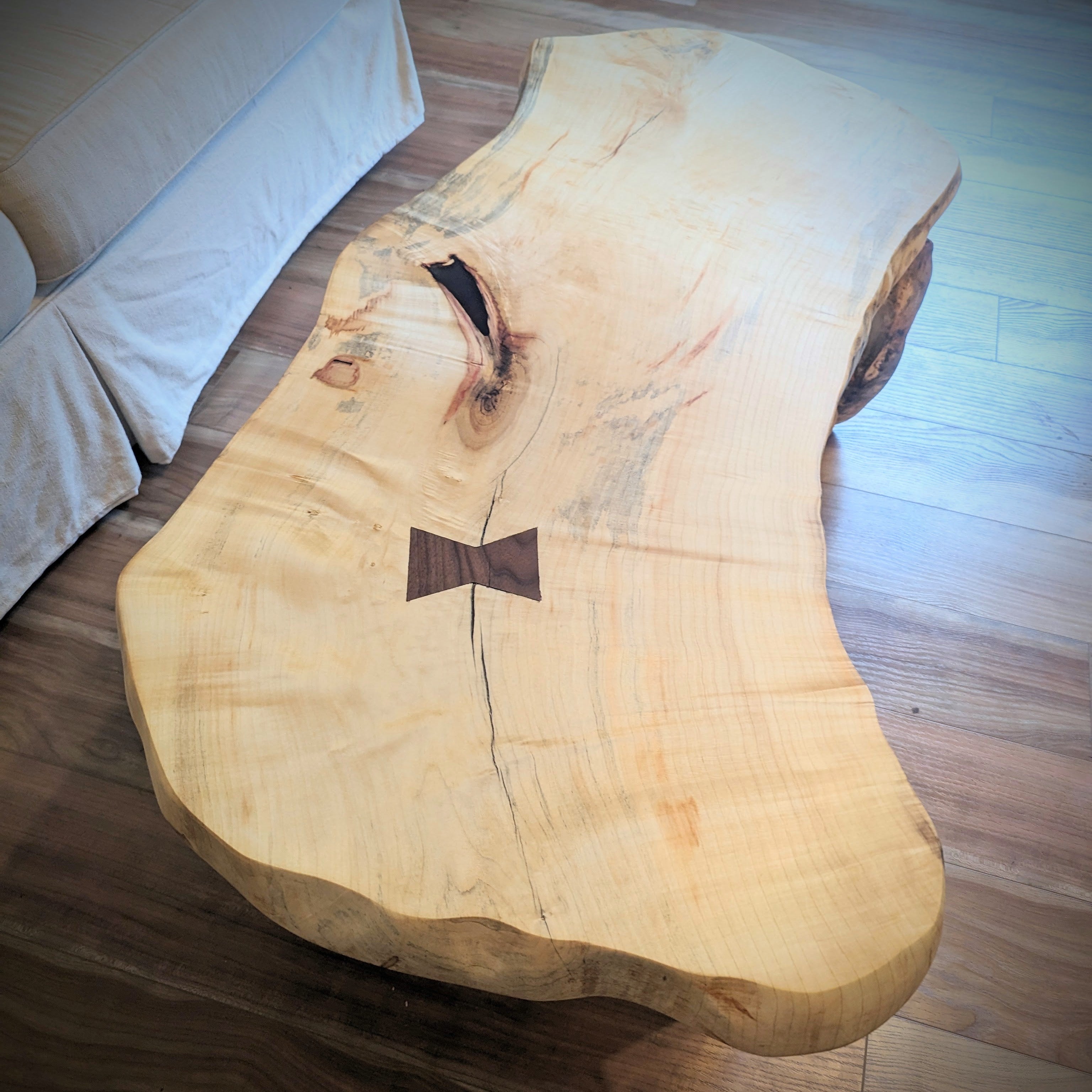 Curved Boxelder Hardwood Coffee Table with Rustic Live Edge
