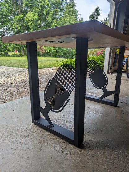 Branded podcast desk made from cherry