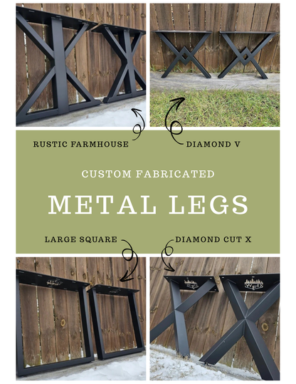 Custom Fabricated Black Metal Leg Options