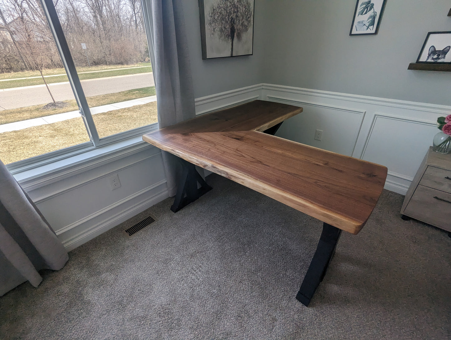 Custom L-Shaped Walnut Desk