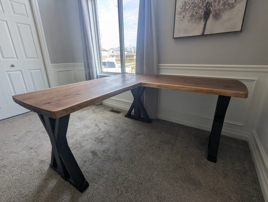 Custom L-Shaped Walnut Desk