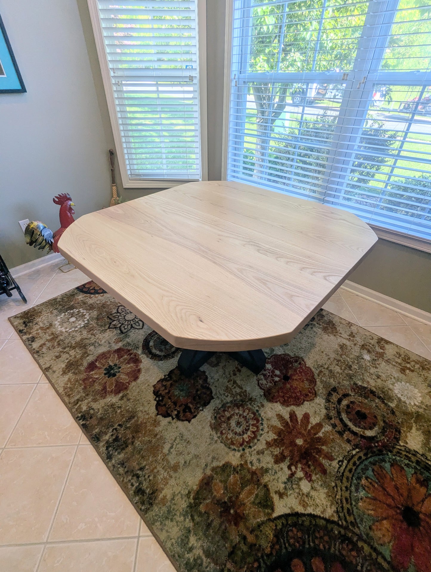 Modern Ash Dining Table with Pedestal Base