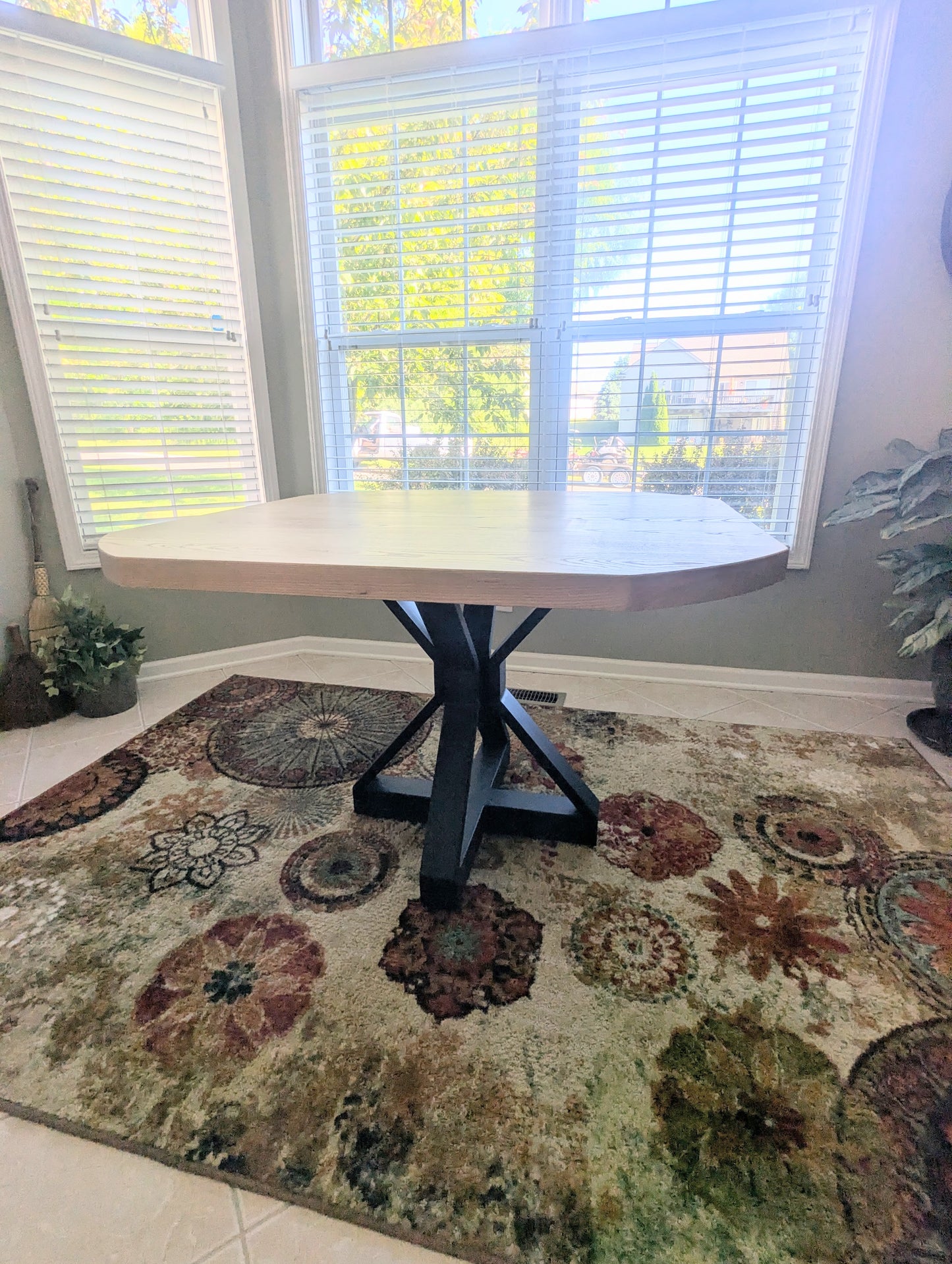 Modern Ash Dining Table with Pedestal Base