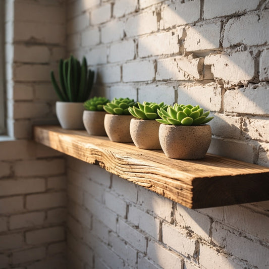 Rustic Oak Hardwood Floating Shelf with Hidden Bracket