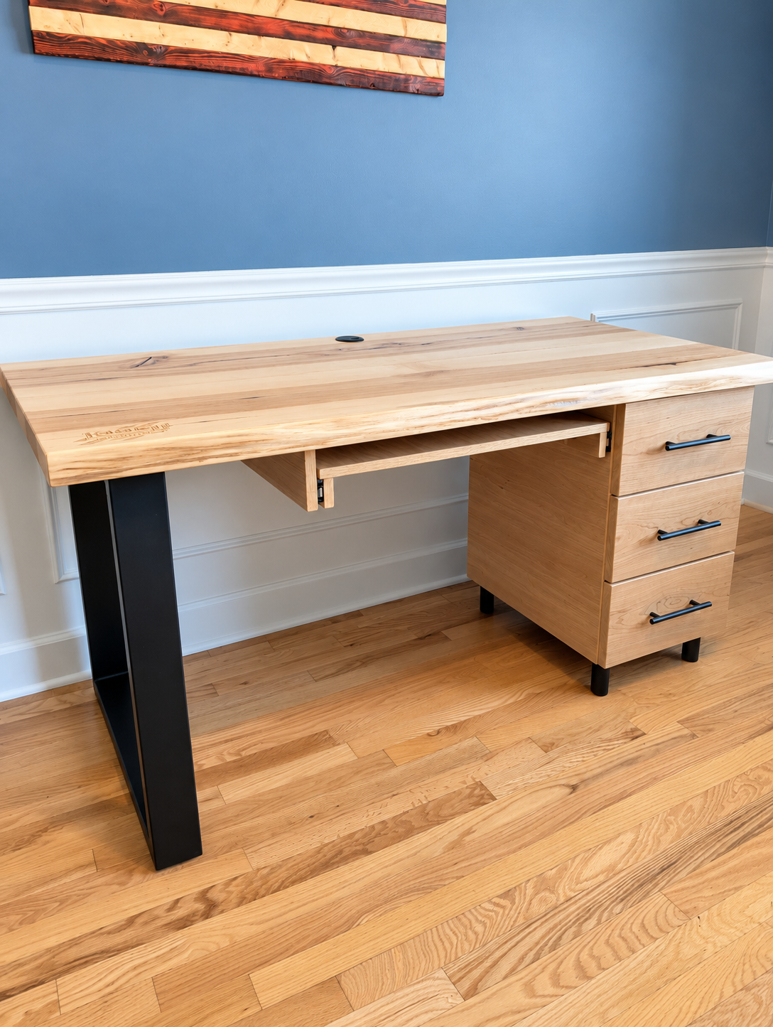 Live Edge Hickory Desk | Custom Office Desk