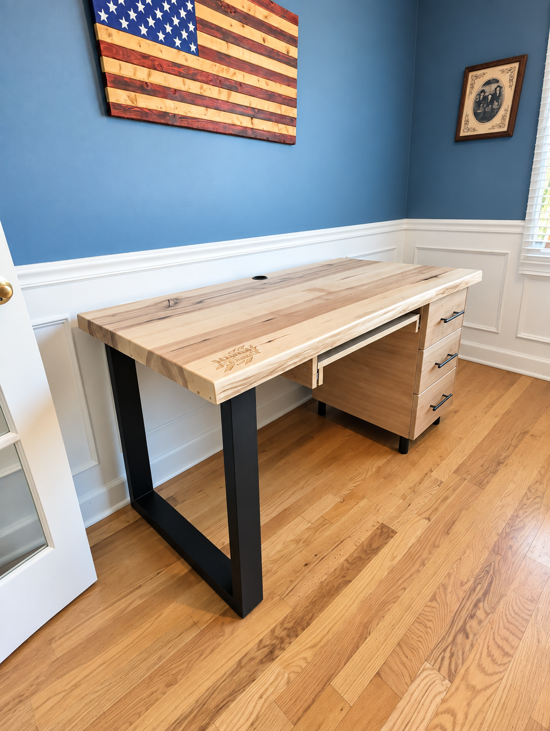 Live Edge Hickory Desk | Custom Office Desk