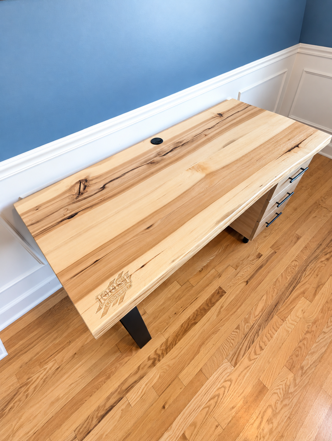 Live Edge Hickory Desk | Custom Office Desk
