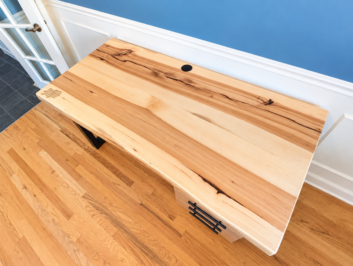 Live Edge Hickory Desk | Custom Office Desk