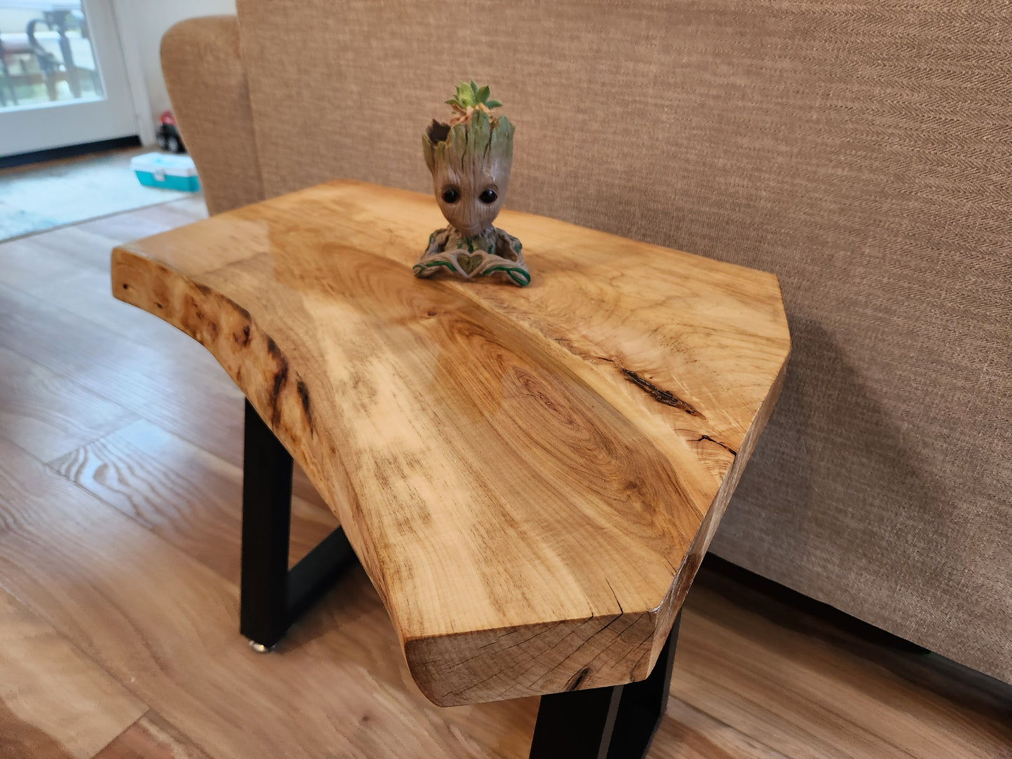 Rustic Live Edge Maple Hardwood Side Table