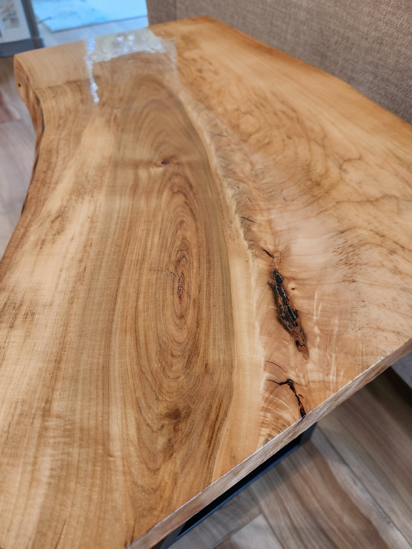 Rustic Live Edge Maple Hardwood Side Table