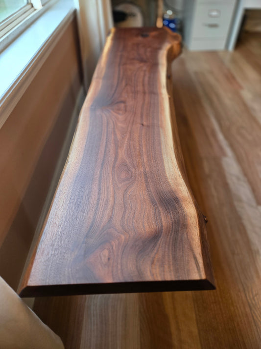 Live edge walnut bench seat