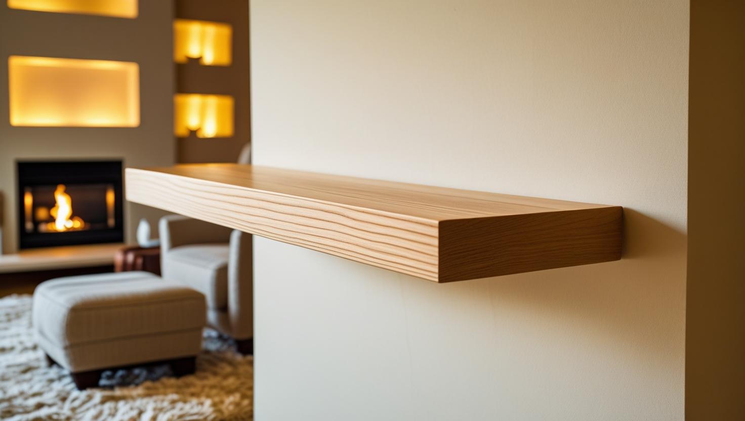 Modern ash floating shelf