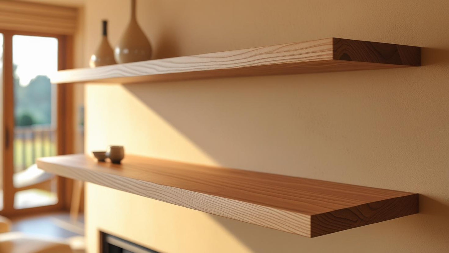 Modern ash floating shelves