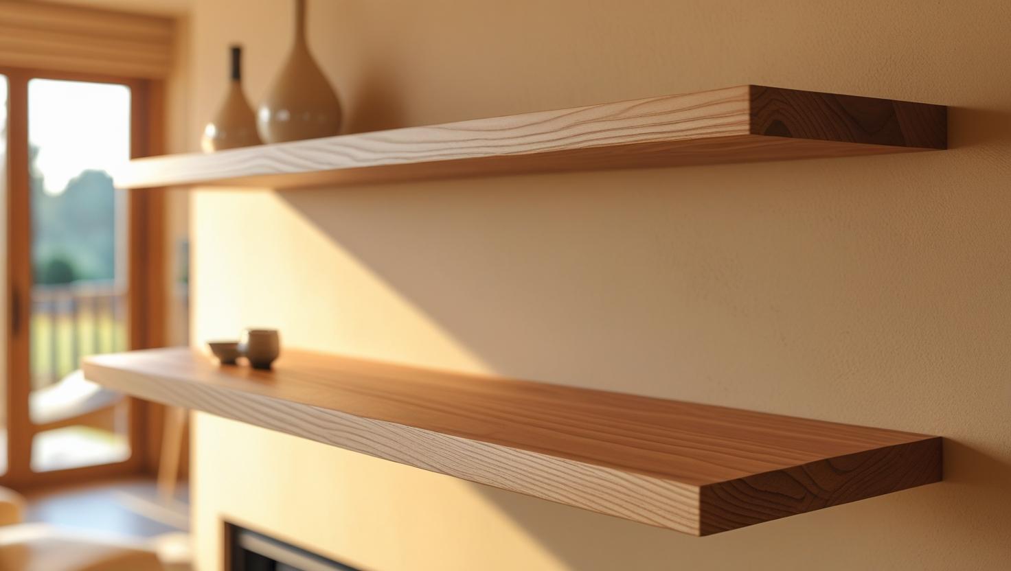 Modern ash floating shelves