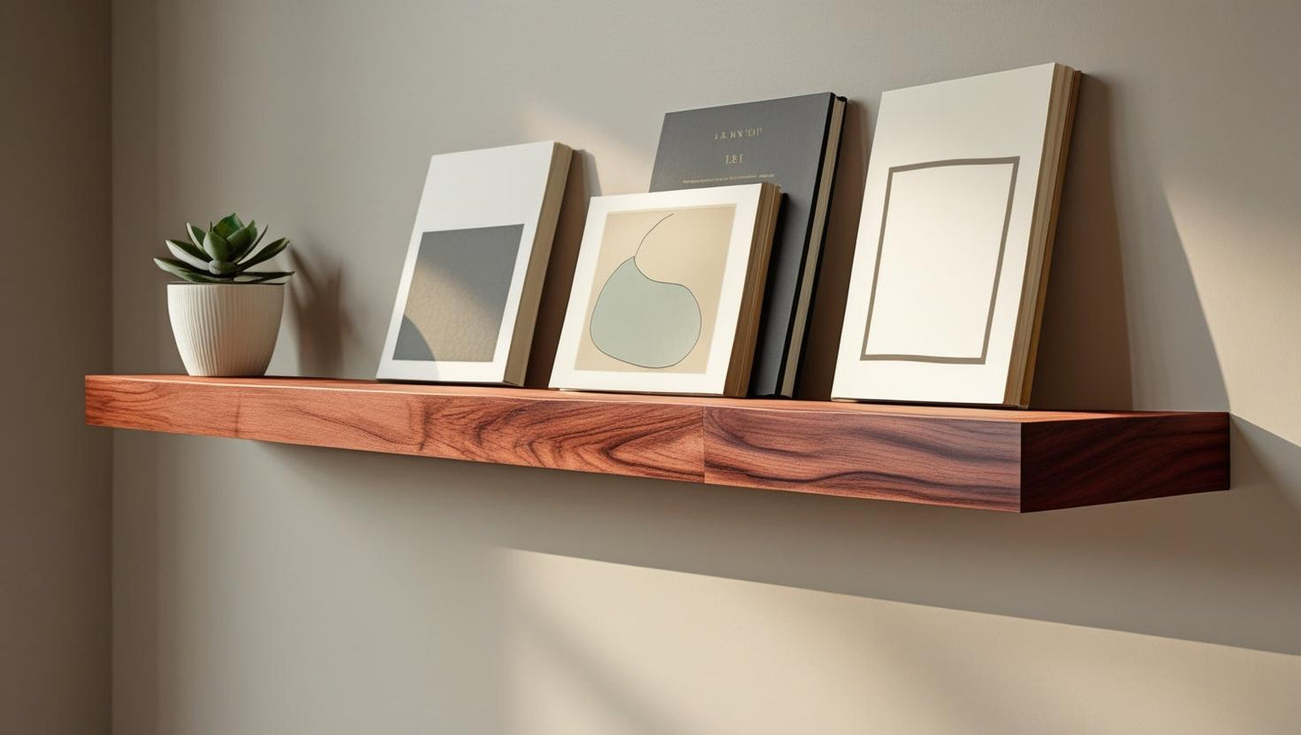 Modern cherry floating shelf