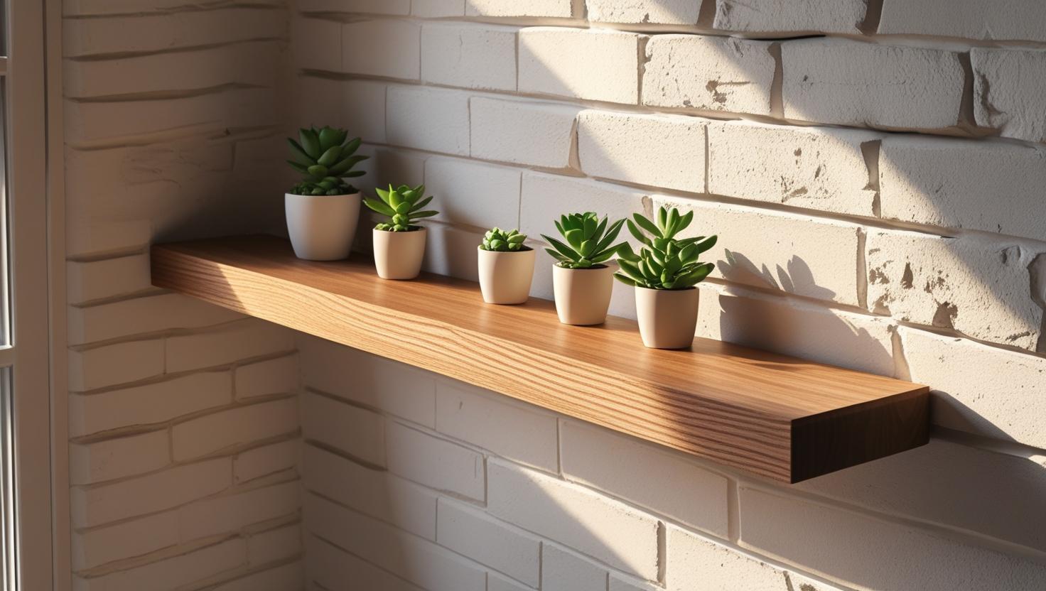 Modern oak floating shelf
