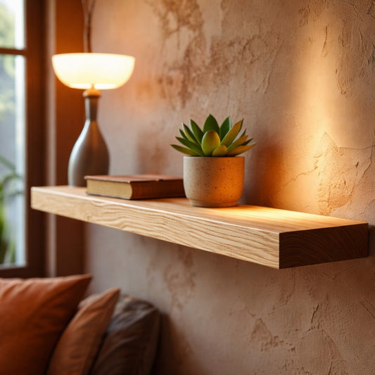 Modern Ash Hardwood Floating Shelf with Heavy Duty Hidden Bracket