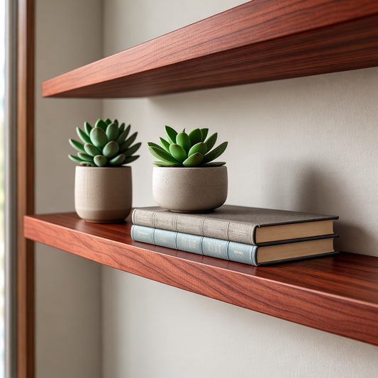 Modern Cherry Hardwood Floating Shelf with Heavy Duty Hidden Bracket