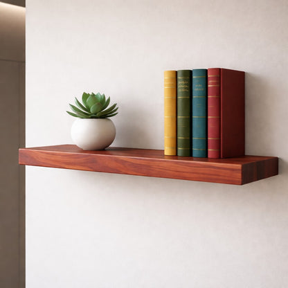 Modern Cherry Hardwood Floating Shelf with Heavy Duty Hidden Bracket