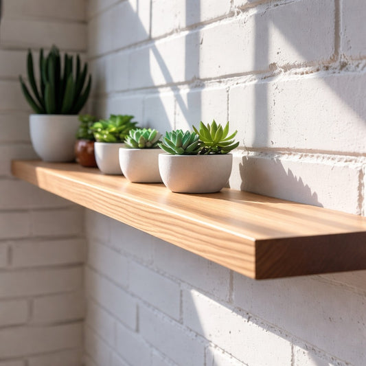Modern Oak Hardwood Floating Shelf with Heavy Duty Hidden Bracket