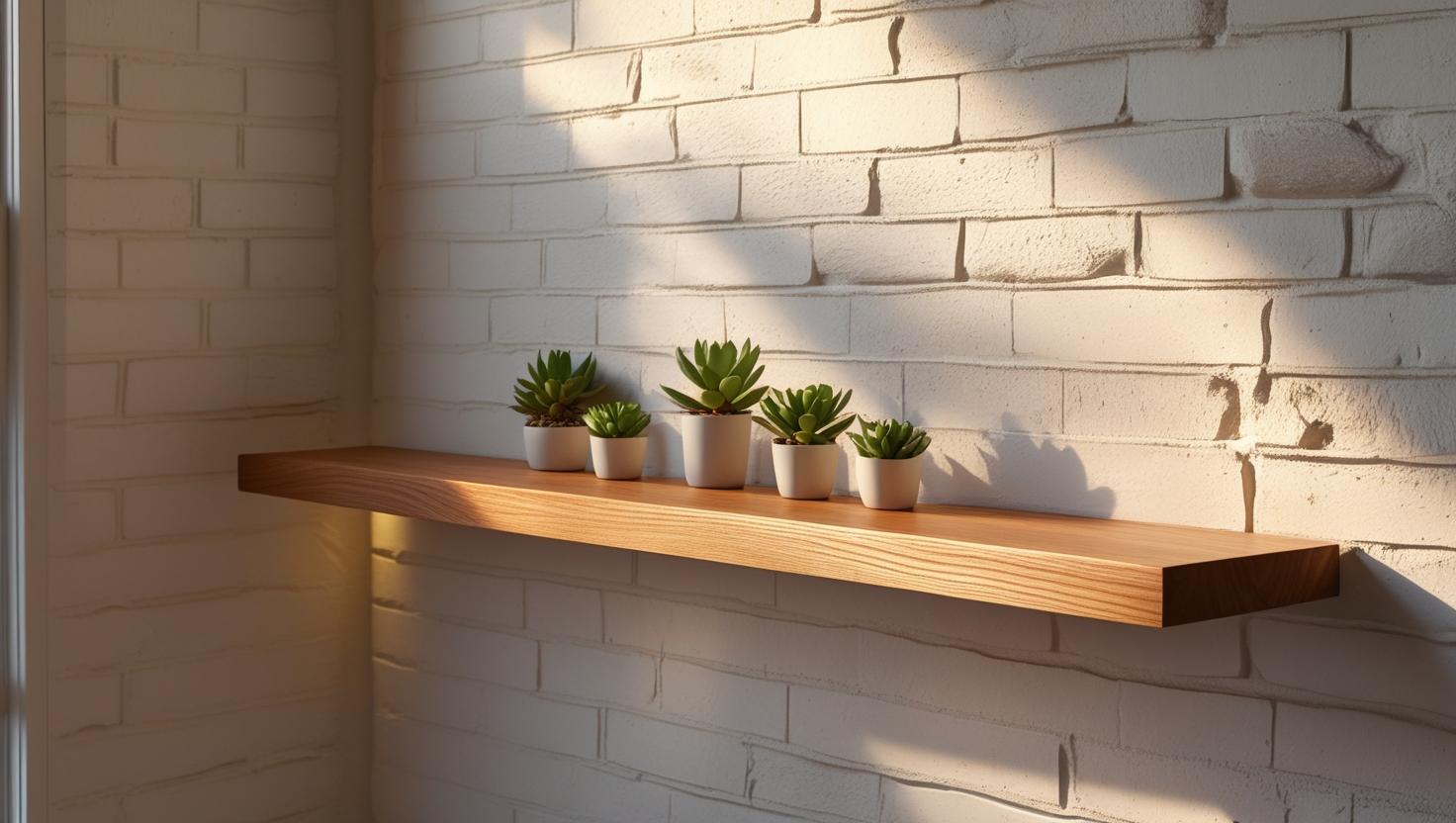 Modern oak floating shelf
