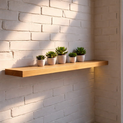 Modern Oak Hardwood Floating Shelf with Heavy Duty Hidden Bracket