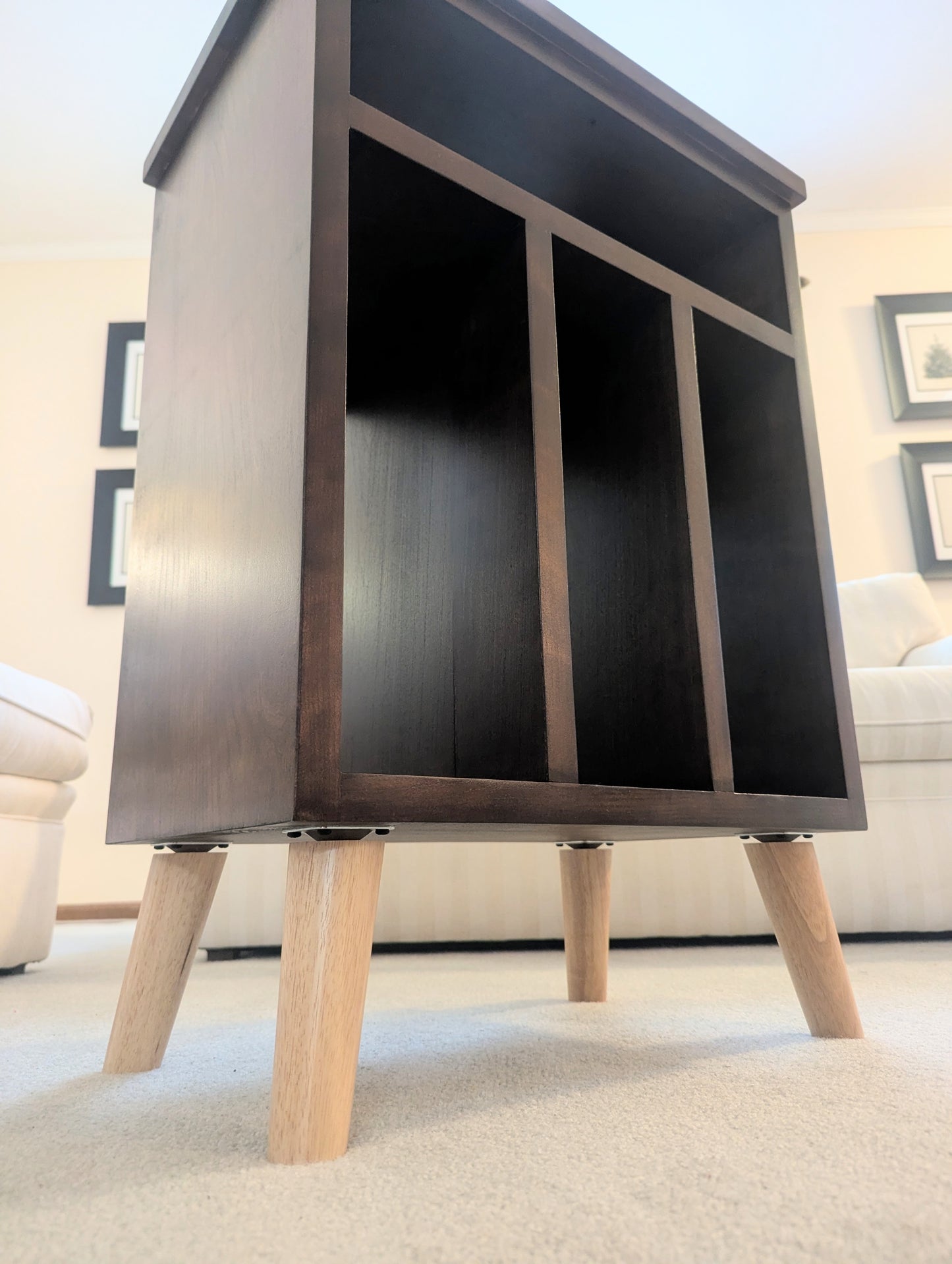 Modern Cherry Hardwood Vinyl Record Storage Table