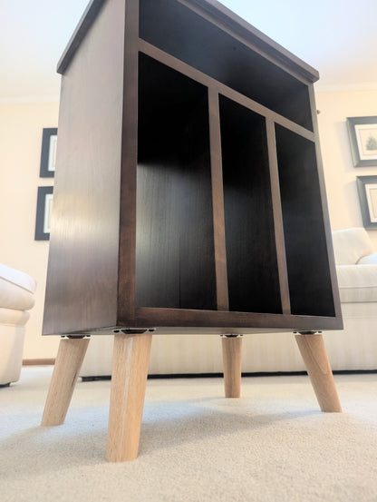 Modern Cherry Hardwood Vinyl Record Storage Table