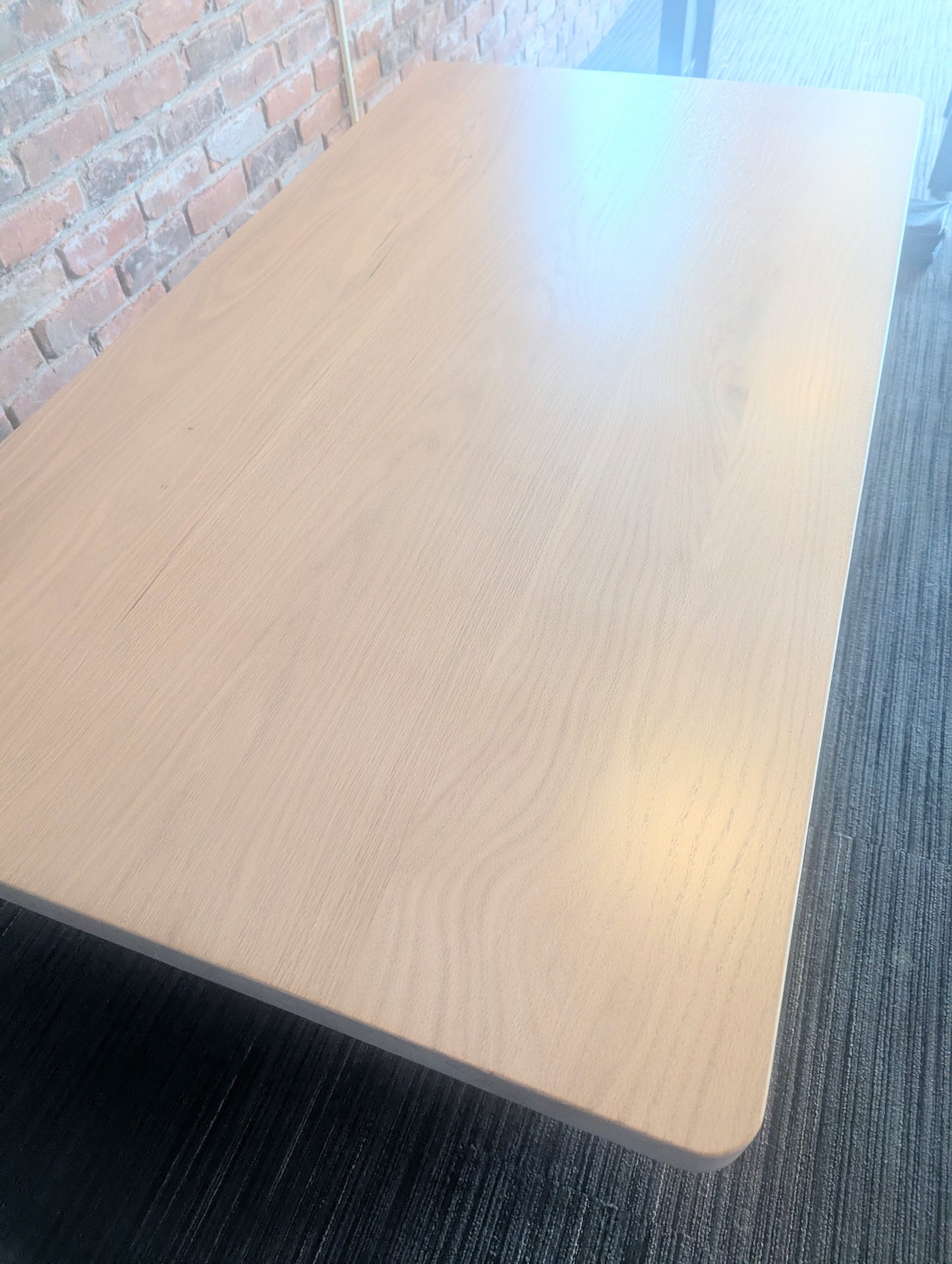 White Washed Red Oak Hardwood Dining Table and Bench Set