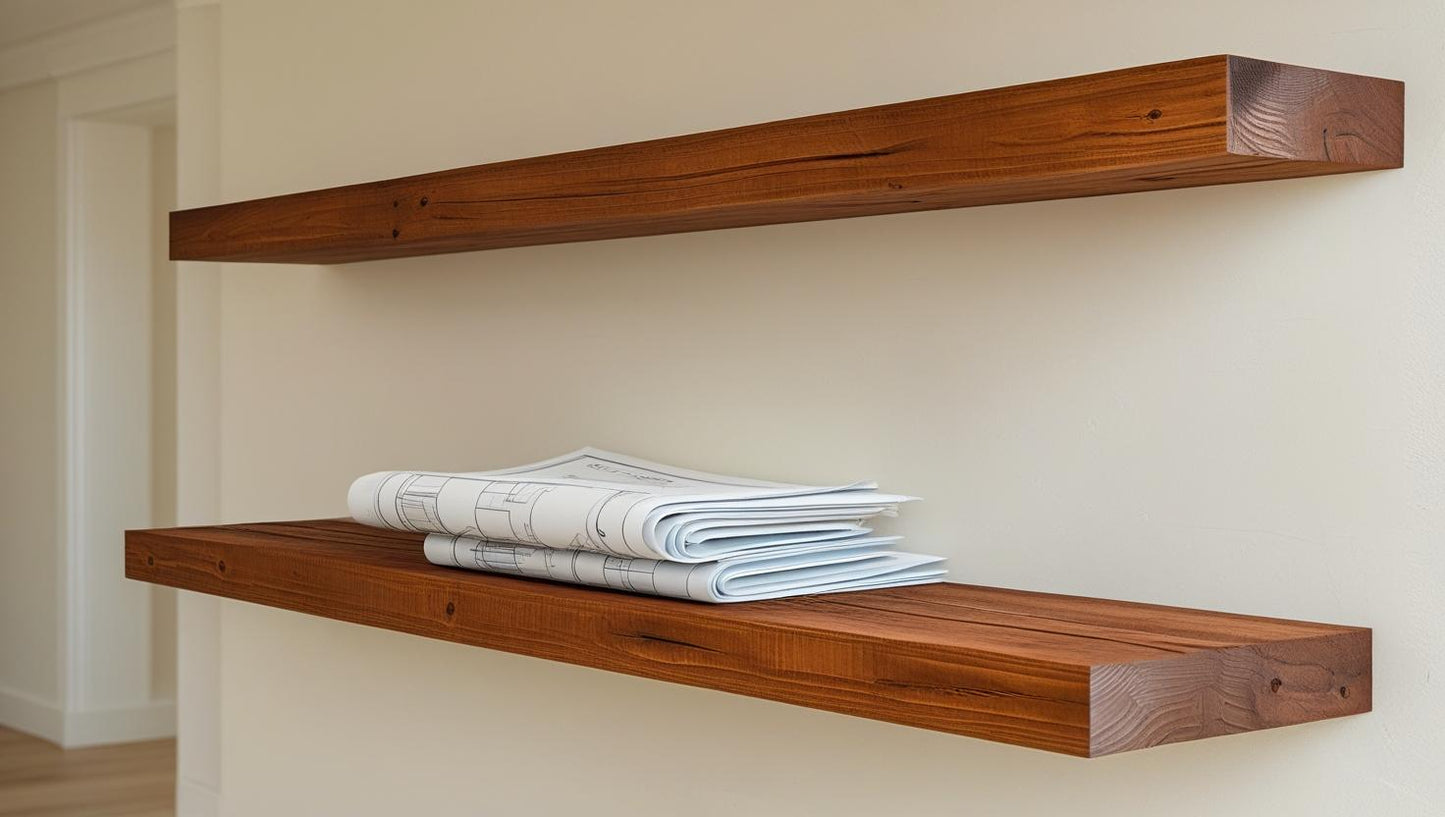 Rustic cherry floating shelf
