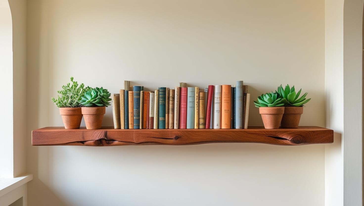 Rustic cherry floating shelf