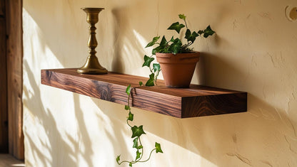 Rustic walnut floating shelf