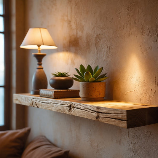 Rustic Ash Hardwood Floating Shelf with Hidden Bracket