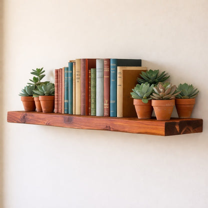 Rustic Cherry Hardwood Floating Shelf with Hidden Bracket
