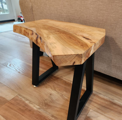 Rustic Live Edge Maple Hardwood Side Table