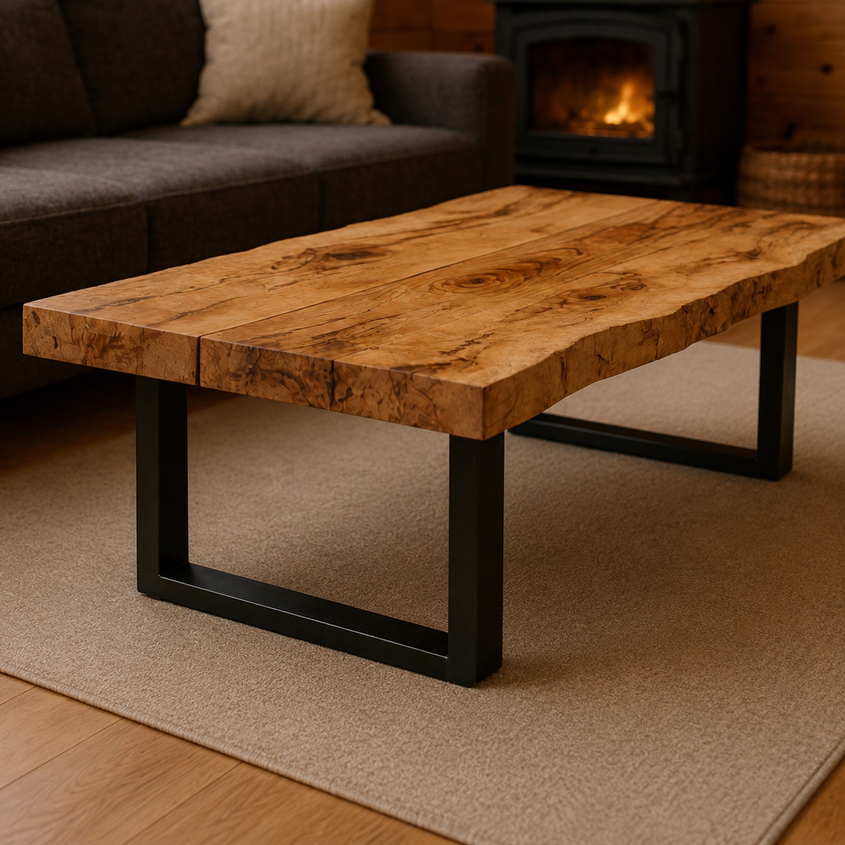 The Sawyer; Live Edge Rustic Hardwood Coffee Table