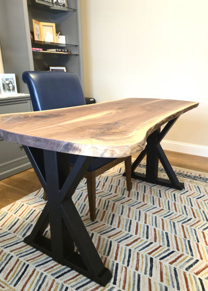 Live Edge Walnut Hardwood Desk with Farmhouse Legs