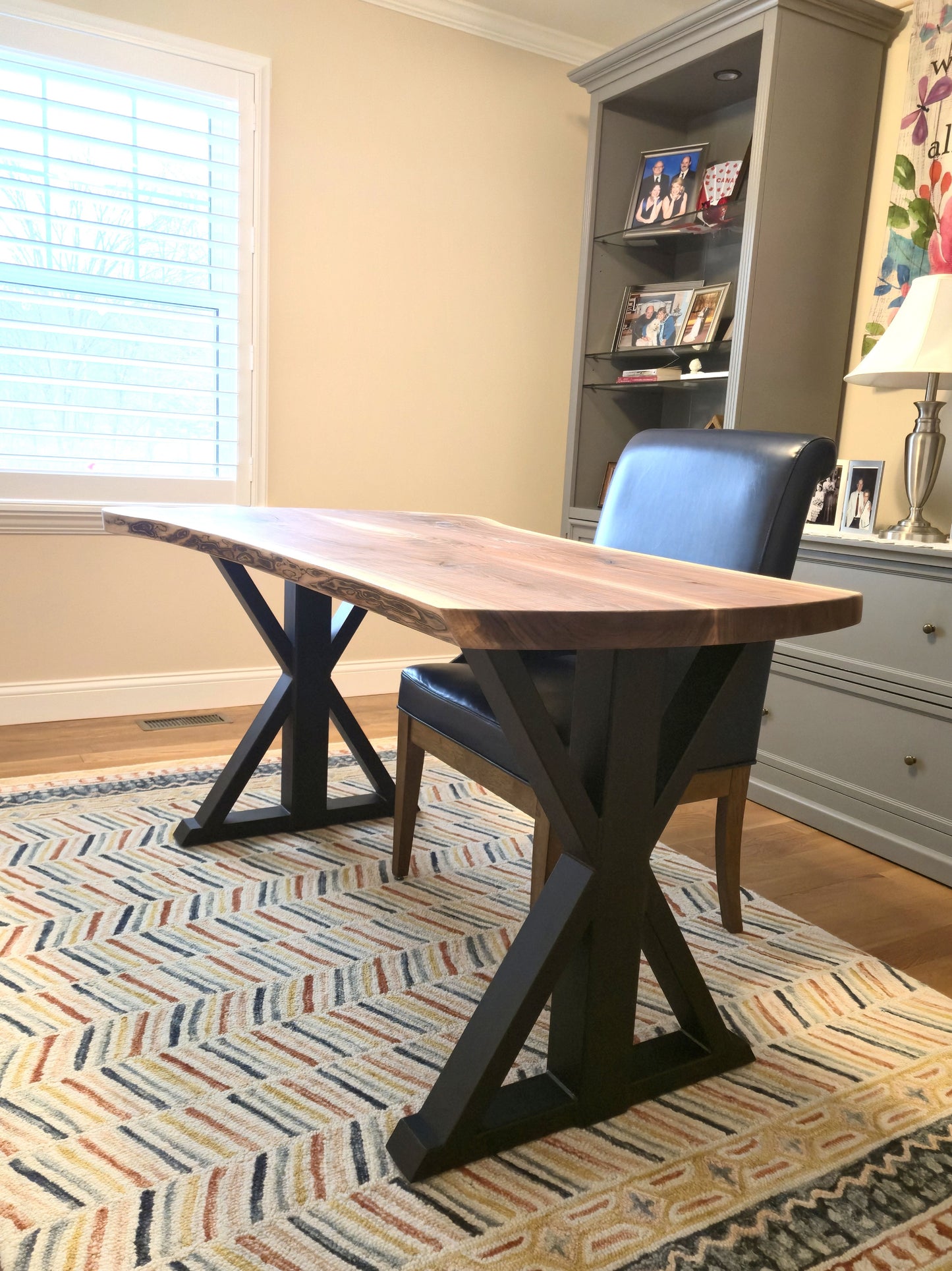 Live Edge Walnut Hardwood Desk with Farmhouse Legs