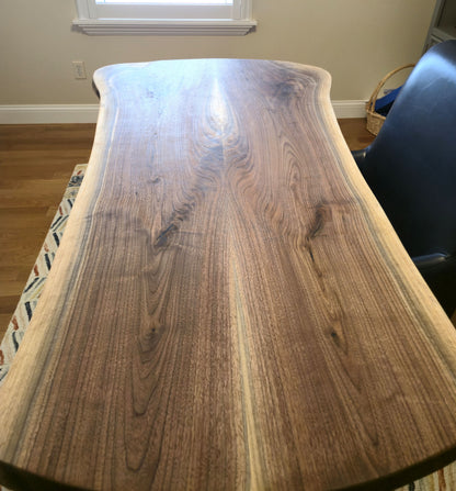 Live Edge Walnut Hardwood Desk with Farmhouse Legs