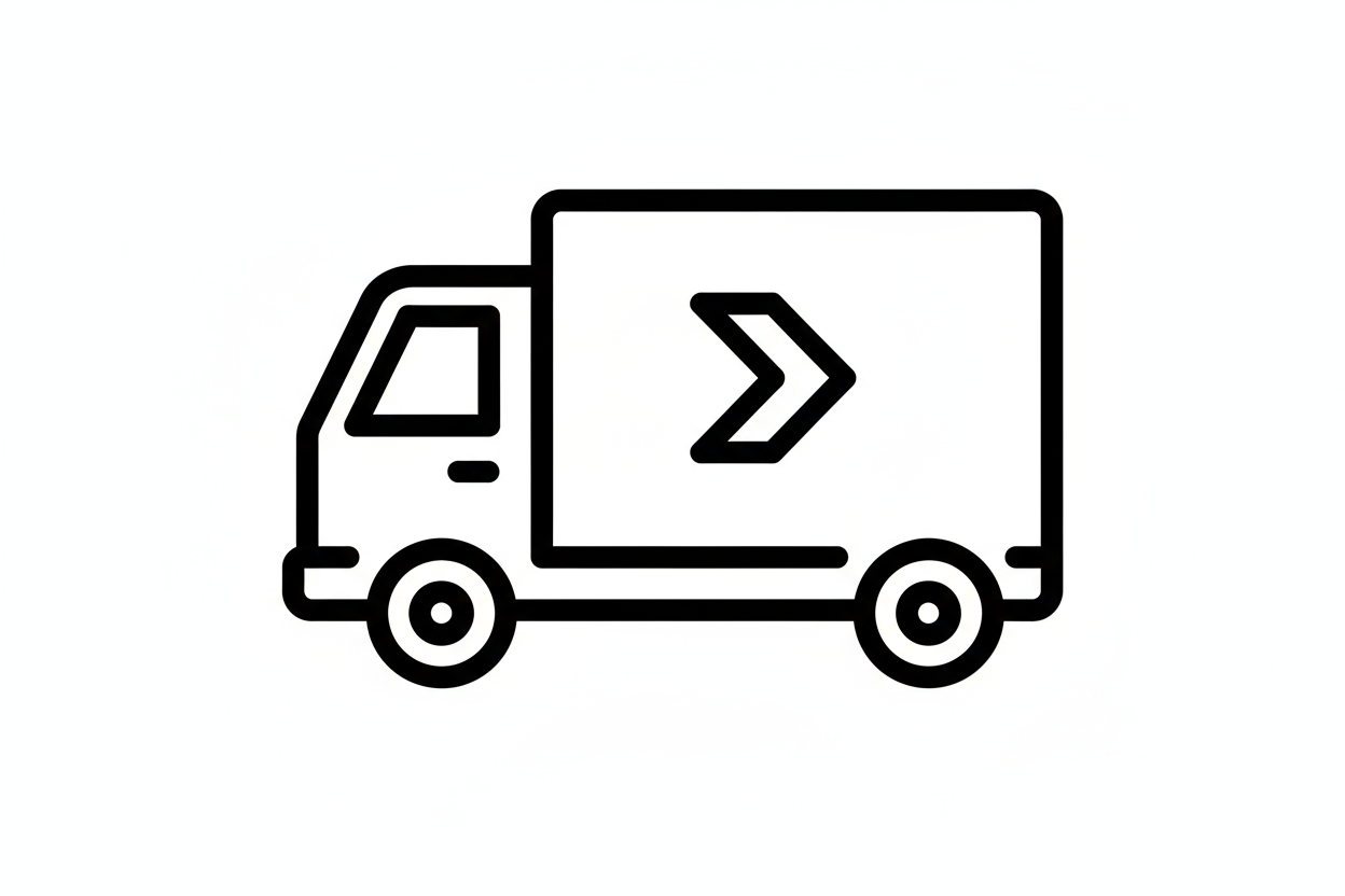 black and white delivery truck graphic